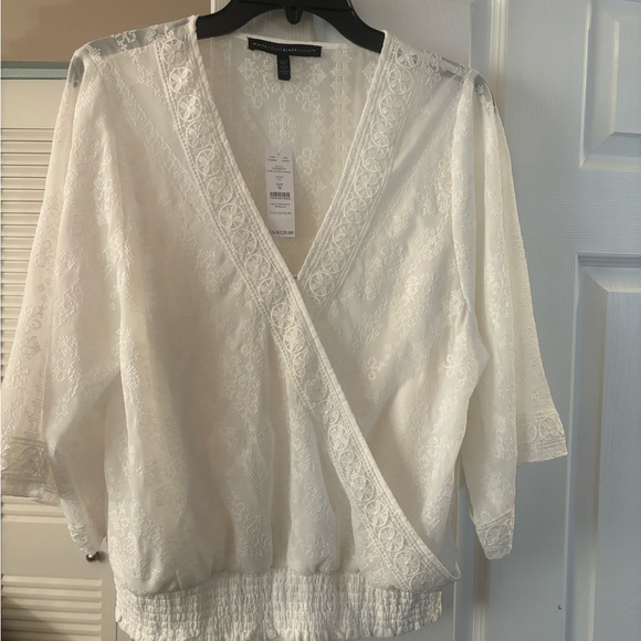 White House Black Market Tops - WHITE HOUSE BLACK MARKET WHITE LACE TOP.
